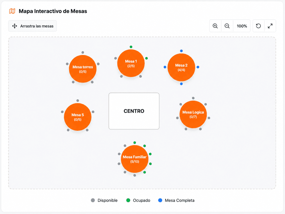 Interfaz de asignación de mesas