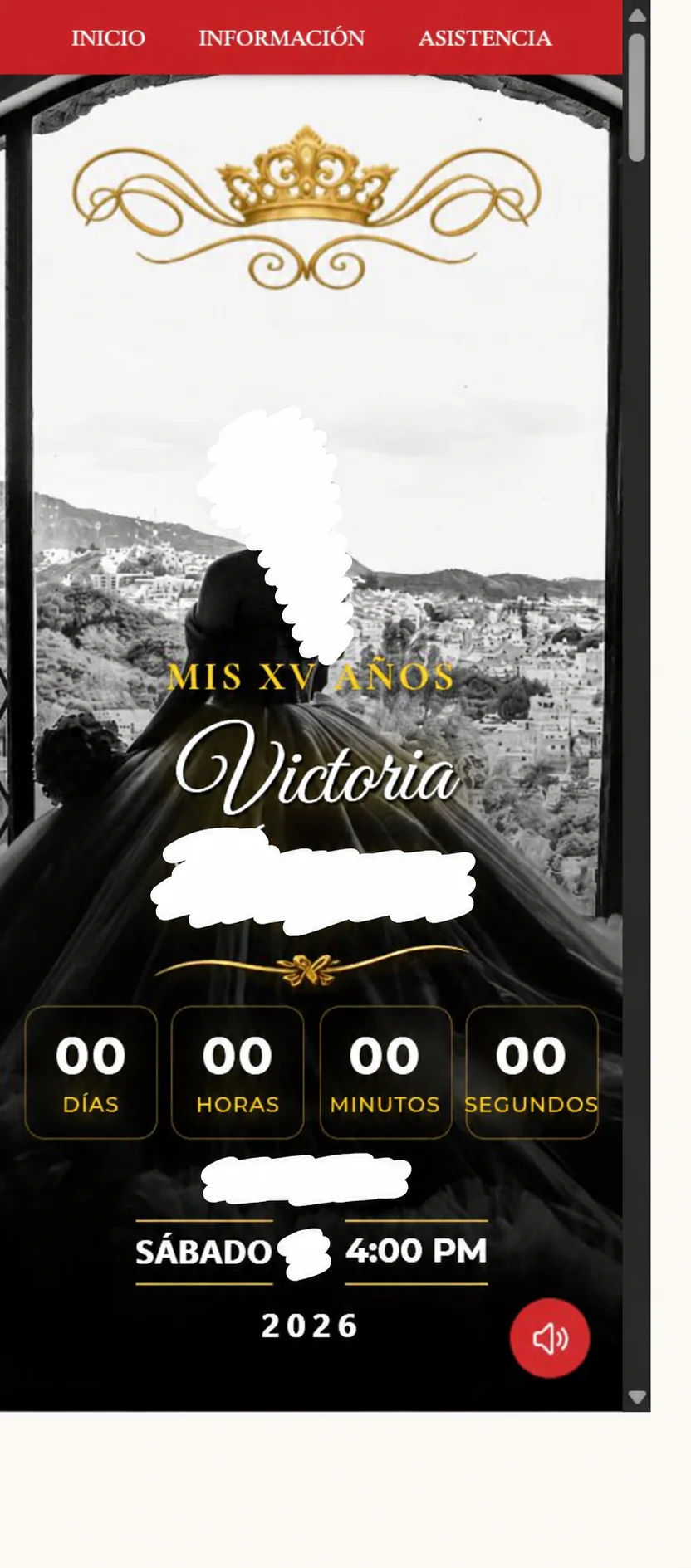 Invitación con datos personales protegidos