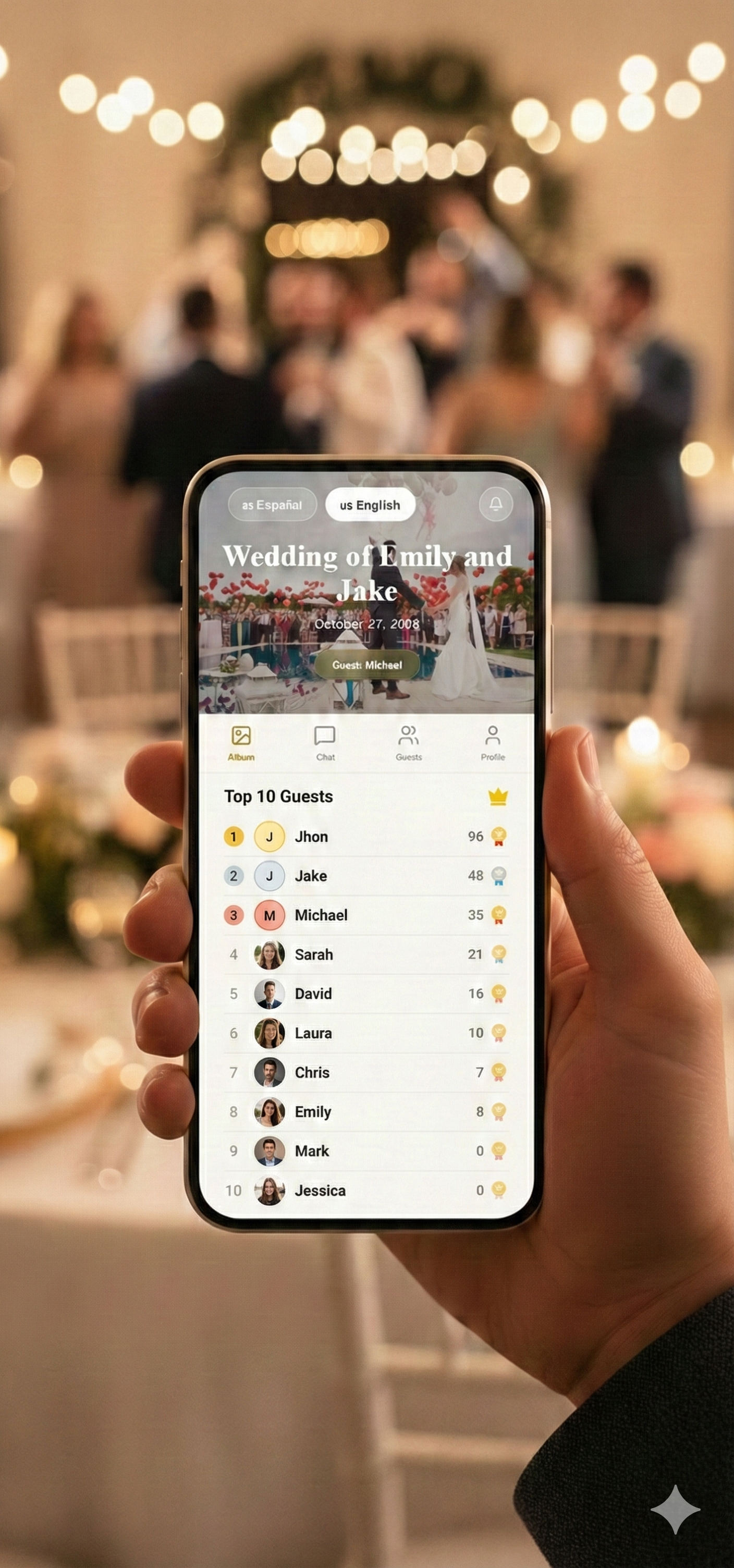 Couple looking at photos