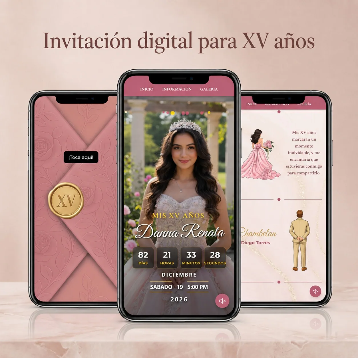 Digital Quinceañera Invitation — Sweet 15 & Sweet 16