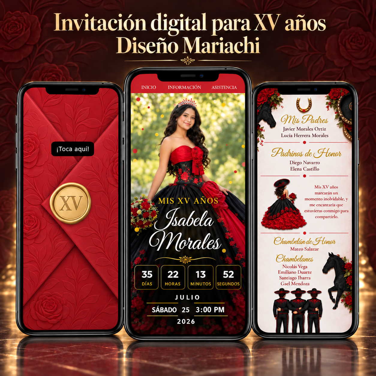 Digital Quinceañera Invitation with a Mariachi Theme / Sweet 15, Sweet 16