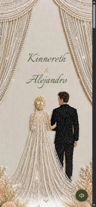 Vista previa m贸vil de la invitaci贸n digital de Kinnereth y Alejandro